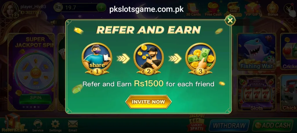 PkSlots Refer and Earn